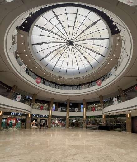 The atrium's dome seen from the ground floor